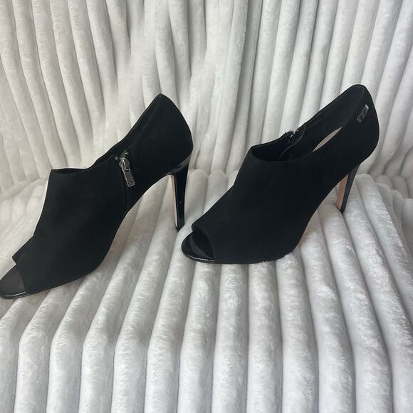 Calvin Klein Nastassia Suede Leather D'orsay Cutout Peep Toe Bootie Heels US 10 - Picture 2 of 15